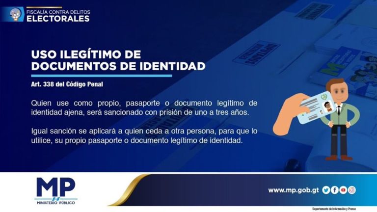 Quien use como propio, pasaporte o documento legítimo de indentidad ajena, será sancionado con prisión de uno a tres años.  

Igual sanción se aplicará a quien ceda a otra persona, para que lo utilice, su propio pasaporte o documento legítimo de identidad.