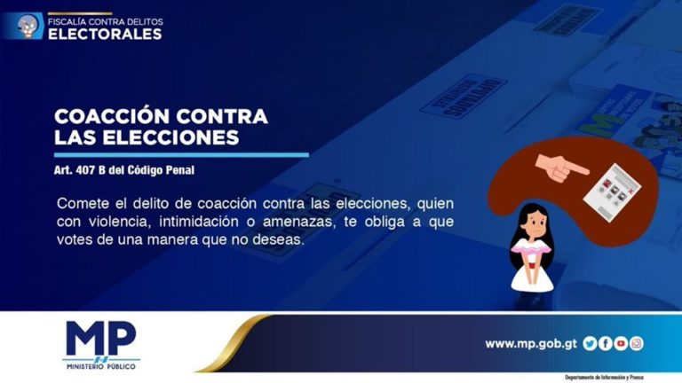 Comete el delito de coacción contra las elecciones, quien con violencia, intimidación o amenazas, te oblica a que votes de una manera que no deseas.